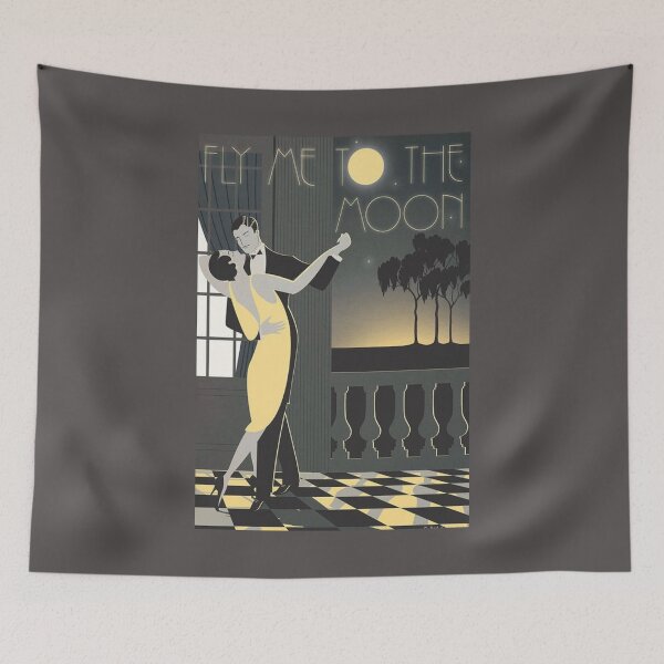 Item preview, Fly Me To The Moon Vintage Art Deco Poster designed and sold by Eatmyshirtz.