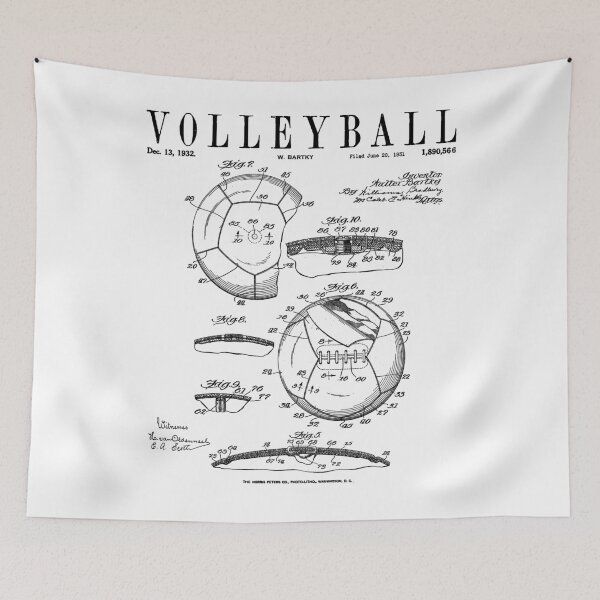 Item preview, Volleyball Old Vintage Patent Drawing Print designed and sold by GrandeDuc.