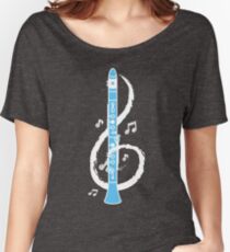 Camiseta ancha para mujer Clave de sol musical Clarinete musical