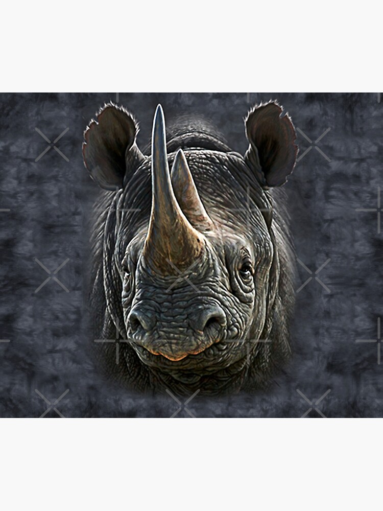 Disover Mens Womens Cute Black Rhino Face 3D Gift - Lover Rhino Premium Matte Vertical Poster