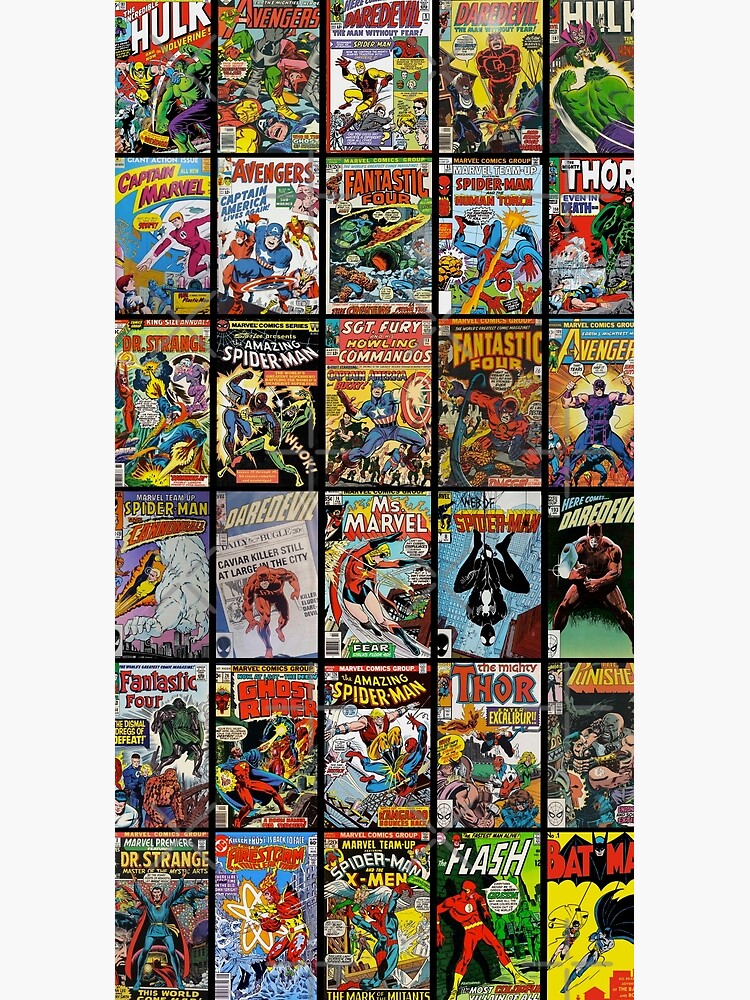 Vintage Superhero Comic Book Collection Pattern Face Mask by ScottSherwood