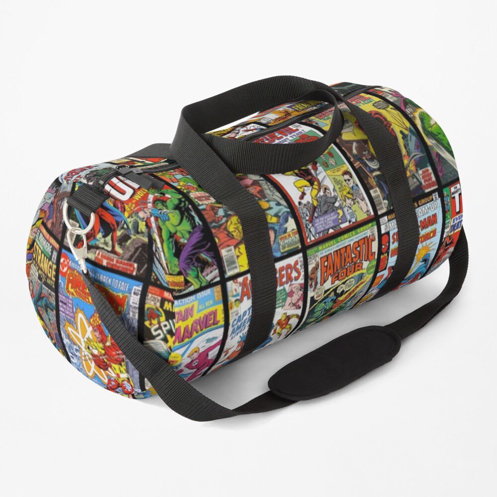 Vintage Superhero Comic Book Collection Pattern Face Mask Duffle Bag