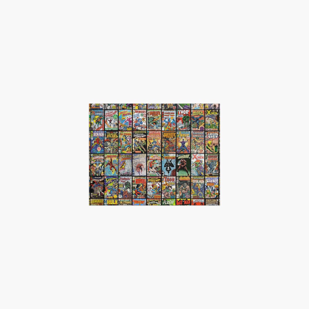 Vintage Superhero Comic Book Collection Pattern Face Mask Jigsaw Puzzle