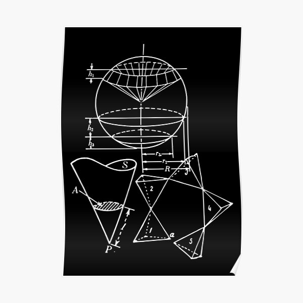 Vintage Math Diagrams - white on black Poster