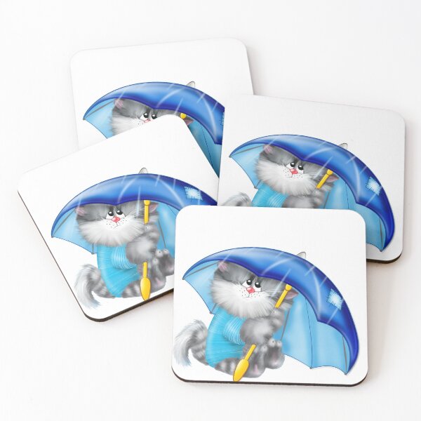 Item preview, Cat Kitten Umbrella Cartoon graphy, Cat with Umbrella Free, cat using umbrella artwork  designed and sold by Halalolo.