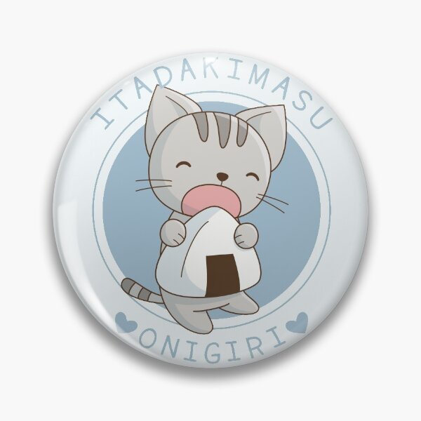 Item preview, Itadakimasu! Cute grey cat with giant onigiri! designed and sold by LuYukari.