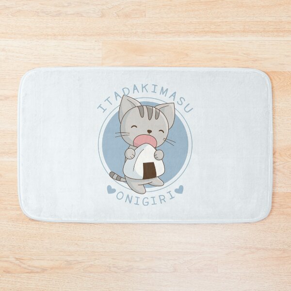 Item preview, Itadakimasu! Cute grey cat with giant onigiri! designed and sold by LuYukari.