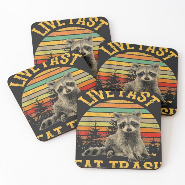 Item preview, Vivir rápido comer basura Funny Raccoon Camping Vintage designed and sold by harolhaw.