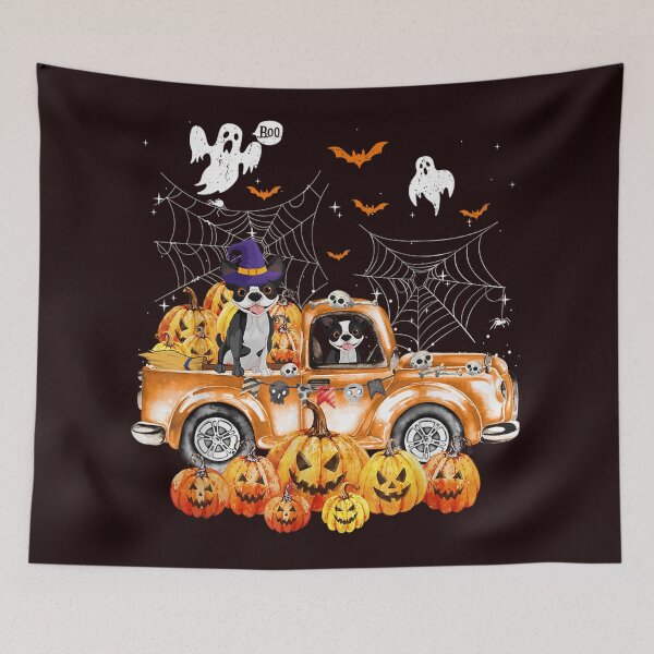 Item preview, Boston Terrier Dog On Pumpkins Truck Autumn Halloween designed and sold by harolhaw.