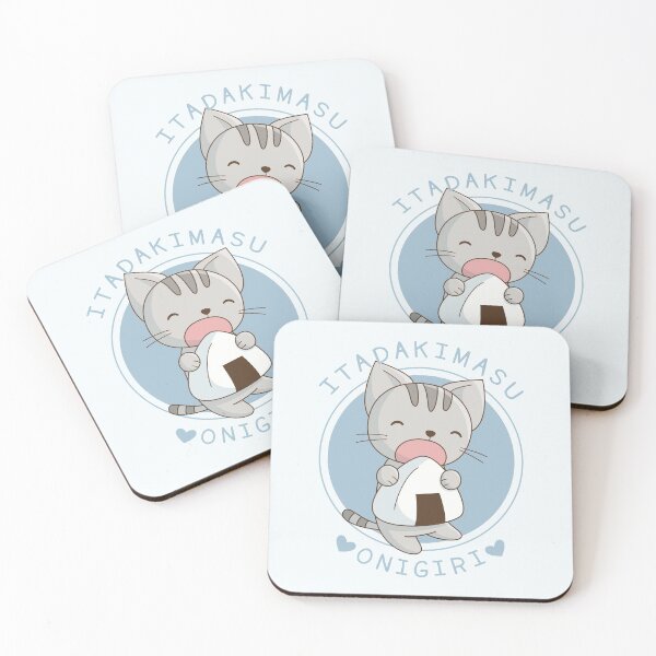 Item preview, Itadakimasu! Cute grey cat with giant onigiri! designed and sold by LuYukari.