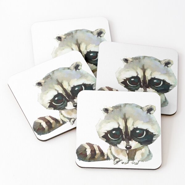Item preview, baby raccoon, Raccoon Cat Dog Watercolor painting Drawing, Hand-painted cartoon raccoon  designed and sold by Halalolo.