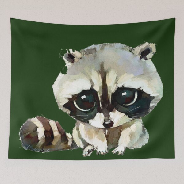 Item preview, baby raccoon, Raccoon Cat Dog Watercolor painting Drawing, Hand-painted cartoon raccoon  designed and sold by Halalolo.