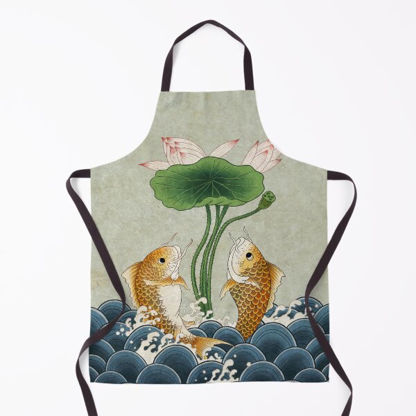 Item preview, Jumping Carps and lotus A type: Minhwa-Korean traditional/folk art designed and sold by minsillust.