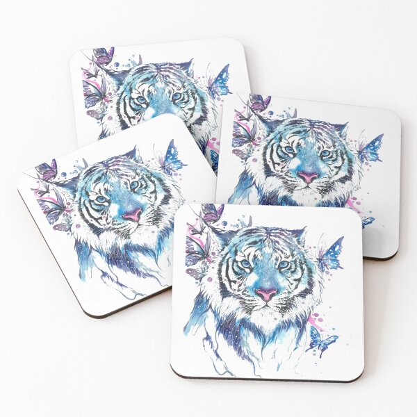 Item preview, white tiger portrait, Tiger Butterfly Abziehtattoo Flash, Drawing Tiger designed and sold by Halalolo.