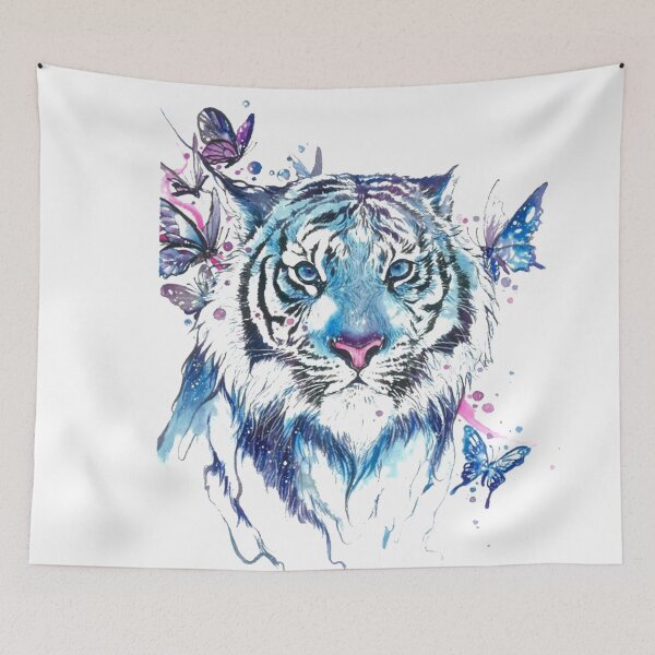 Item preview, white tiger portrait, Tiger Butterfly Abziehtattoo Flash, Drawing Tiger designed and sold by Halalolo.