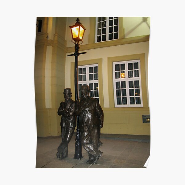 Laurel and Hardy Bronze Statues - Ulverston, Cumbria, England. Poster
