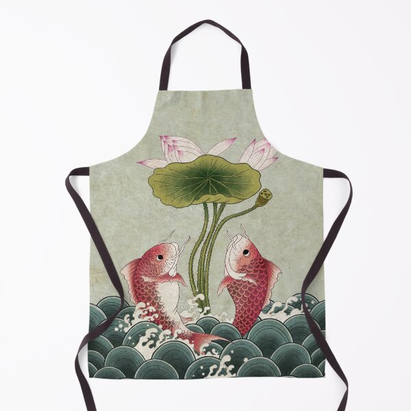 Item preview, Jumping Carps and lotus B type: Minhwa-Korean traditional/folk art designed and sold by minsillust.
