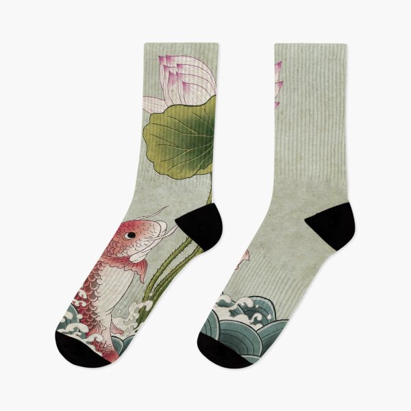 Item preview, Jumping Carps and lotus B type: Minhwa-Korean traditional/folk art designed and sold by minsillust.
