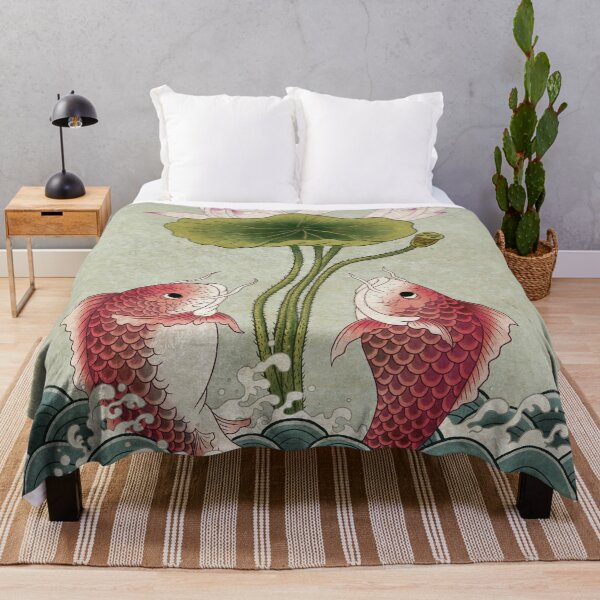 Item preview, Jumping Carps and lotus B type: Minhwa-Korean traditional/folk art designed and sold by minsillust.