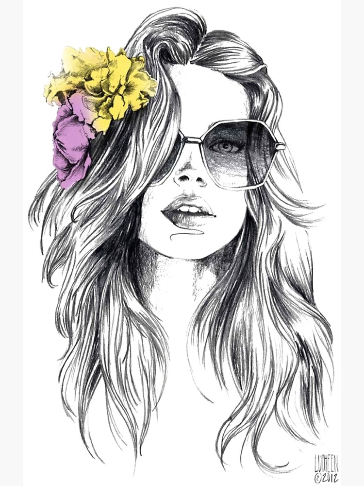 Beautiful Drawing of a Girl with Floral Hair