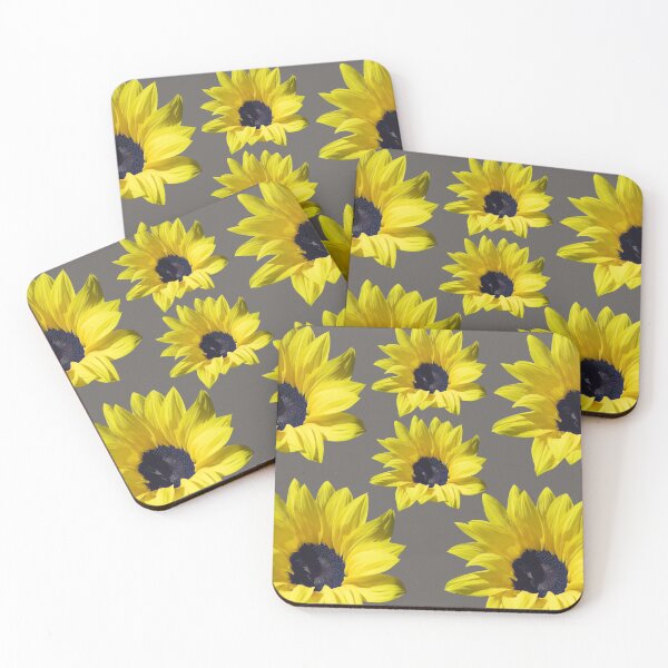 Sunflowers On Grey Coasters (Set of 4)