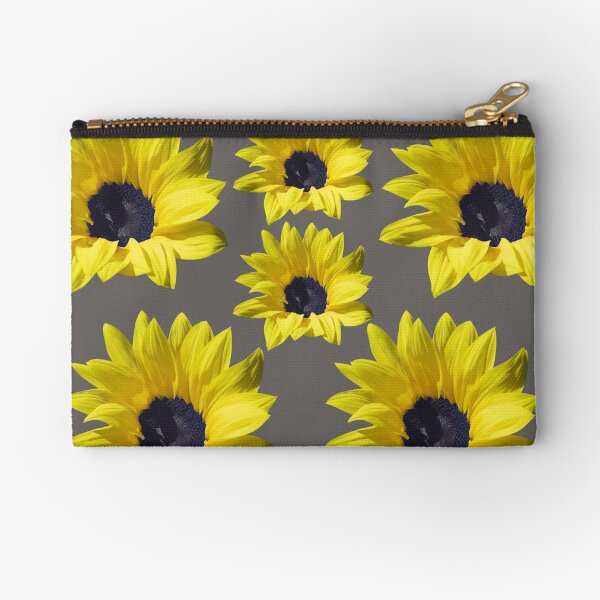 Sunflowers On Grey Zipper Pouch