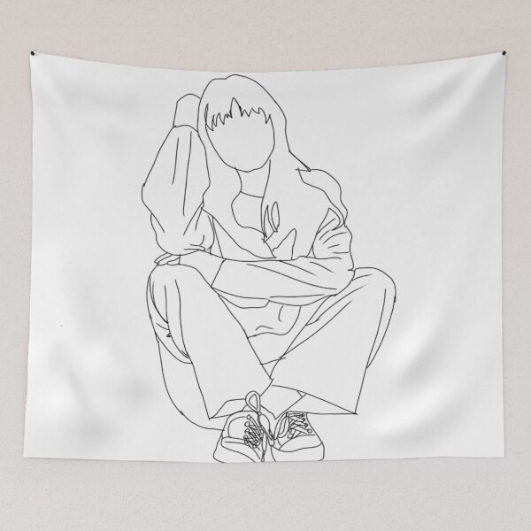 Item preview, Aesthetic Girl Black Outline designed and sold by Melly-Jellyarts.