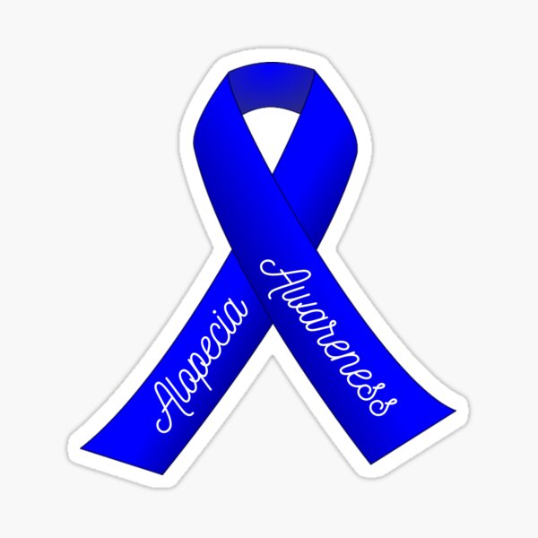Alopecia Blue Ribbon for Alopecia Awareness Month Sticker
