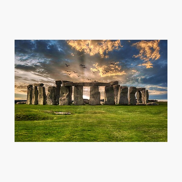 Item preview, Stonehenge at sunrise with dramatic clouds designed and sold by Quirkle Berry.