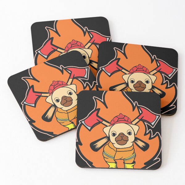 Item preview, Fire Department Pug Dog With Axes designed and sold by Grinover.