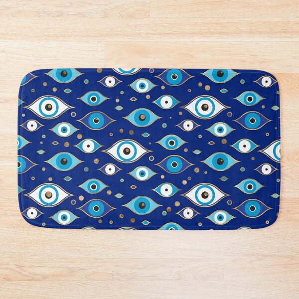 Item preview, Evil Eye pattern - dark blue with golden accents designed and sold by k9printart.