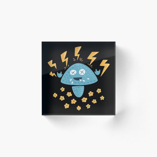 Funny Heavy Metal Mushroom Acrylic Block
