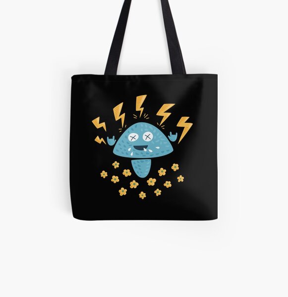 Funny Heavy Metal Mushroom All Over Print Tote Bag