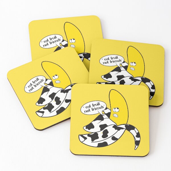 Item preview, Banana in Cow onesie saying "Eat fruit not friends" designed and sold by Fruit-Tee.