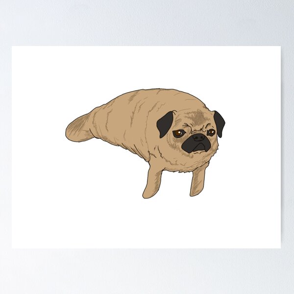 Item preview, Pug dog manatee art designed and sold by DolphinsDoodle.