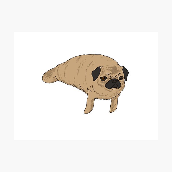 Item preview, Pug dog manatee art designed and sold by DolphinsDoodle.