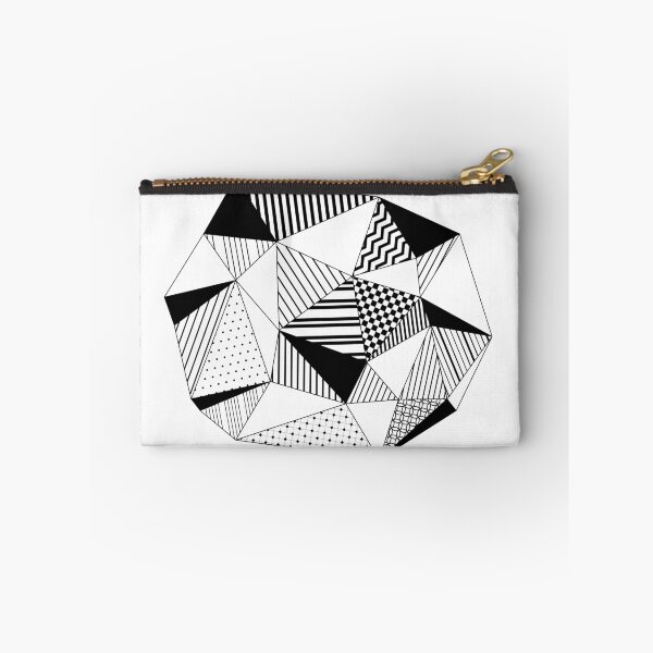 Item preview, Black and white abstract striped and patterned polygon shape designed and sold by natalyon.