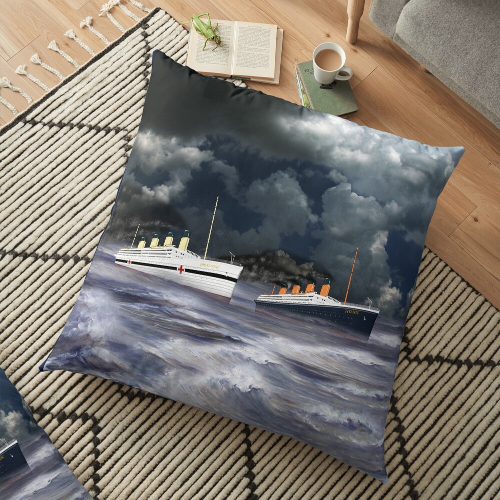 RMS Titanic together with her sister the HMHS Britannic 1912 Floor Pillow