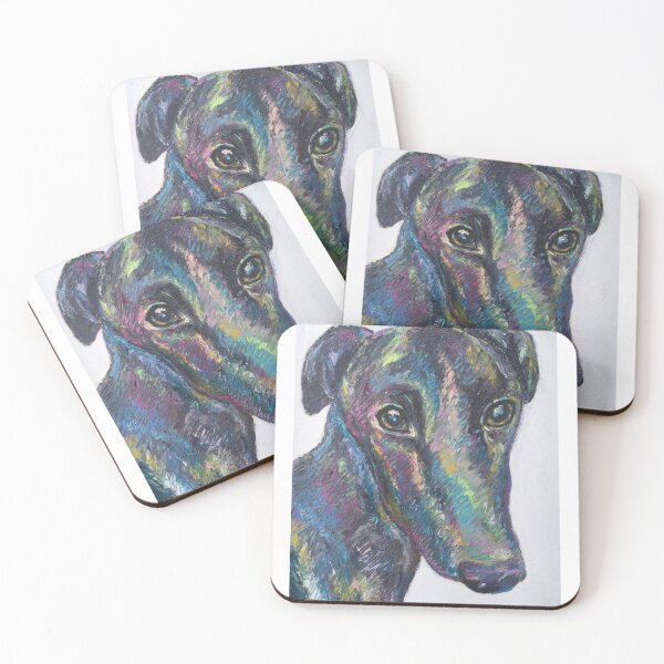 Item preview, Colourful black greyhound lurcher designed and sold by Merlinsmates.