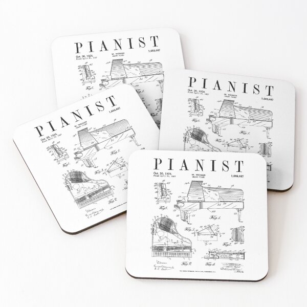 Item preview, Grand Piano Old Vintage Patent Pianist Drawing Print designed and sold by GrandeDuc.