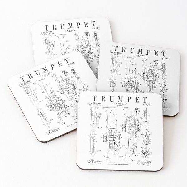 Item preview, Trumpet Vintage Patent Trumpetist Drawing Print designed and sold by GrandeDuc.