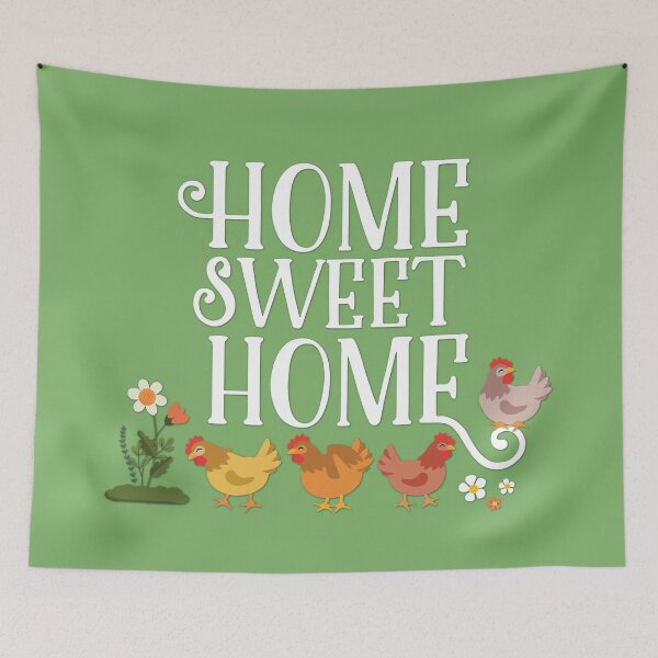 Item preview, Home Sweet Home, Cute Chickens and Flowers designed and sold by felinedreams.