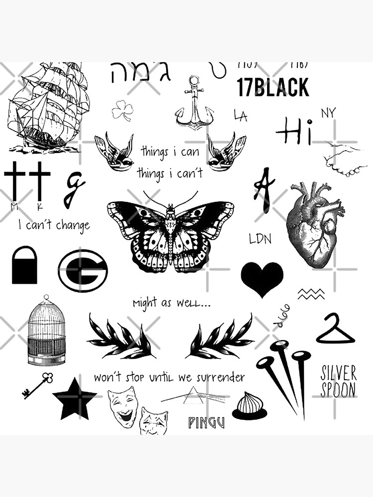 Harry Styles Tattoos Art Board Print By Alishavictoriax Redbubble