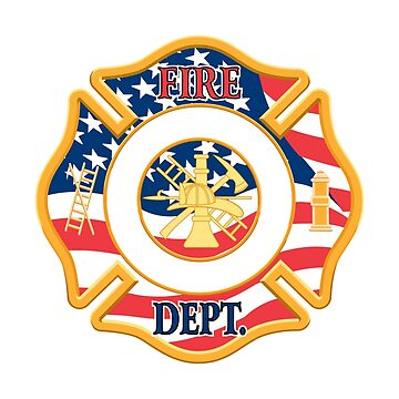 Fire Department Maltese Cross Firemat Design with American Flag Poster for  Sale by cartattz