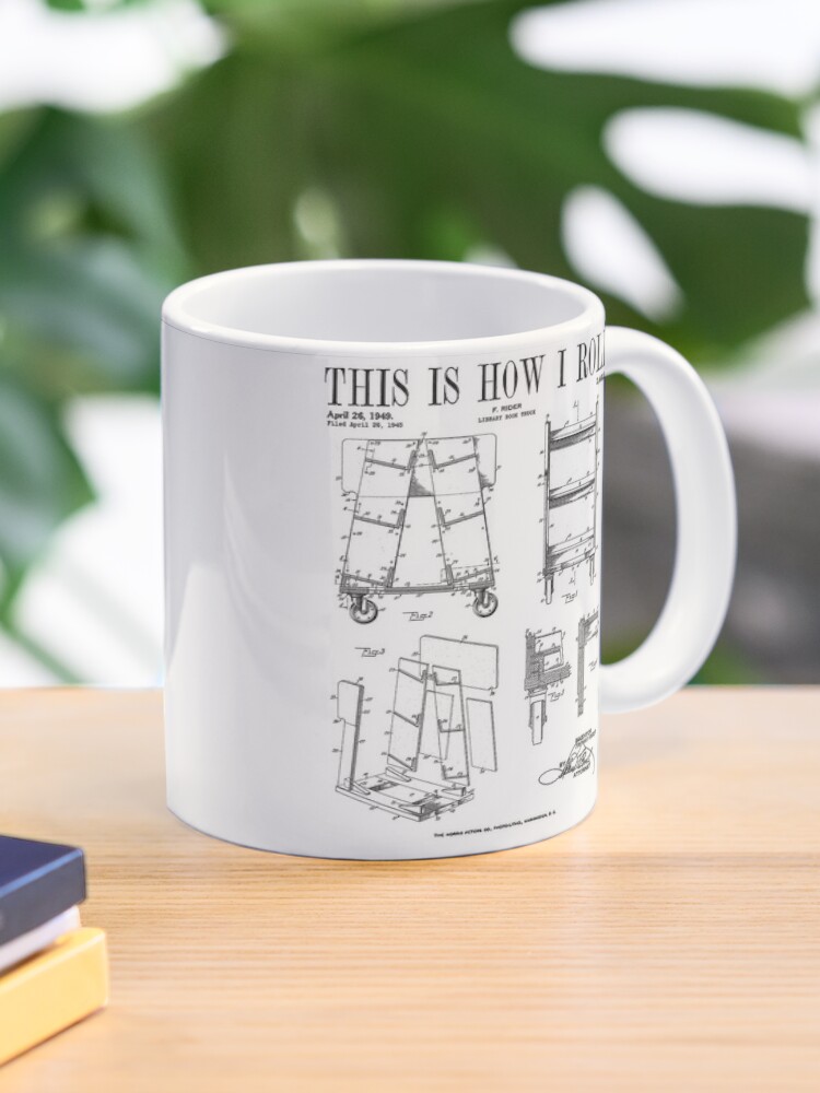 Out Of Print Library Card Coffee Mugs Cups 12 oz Bookworm Librarian Set Of  3