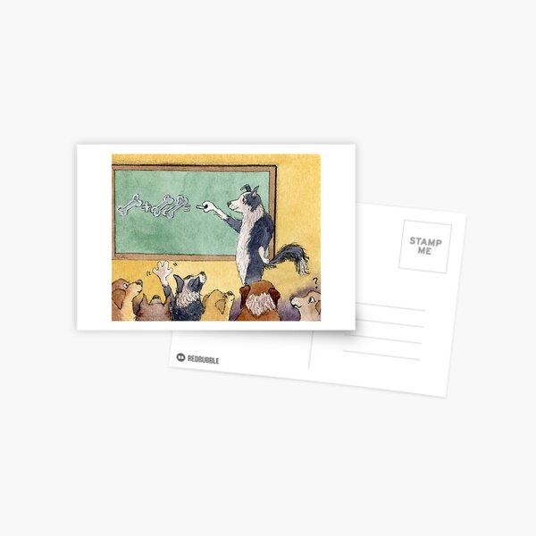 A Border Collie dog teaches his pup pupils maths Postcard
