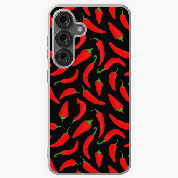 Item preview, Red Chilli Pepper Pattern on Black designed and sold by CreativeBridge.