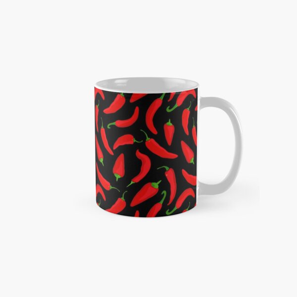 Item preview, Red Chilli Pepper Pattern on Black designed and sold by CreativeBridge.