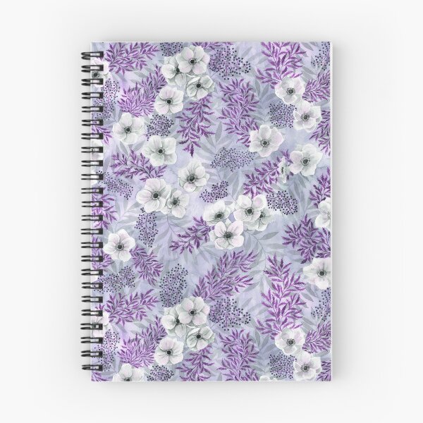Item preview, Kopie von Kopie von Kopie von Kopie von White poppies on light purple - watercolor floral and foliage designed and sold by Rebecca Reck Art.