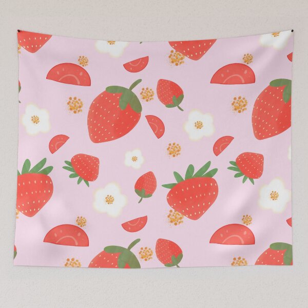 Item preview, Summer strawberries in pink version 2 designed and sold by CoffeePandaArt.